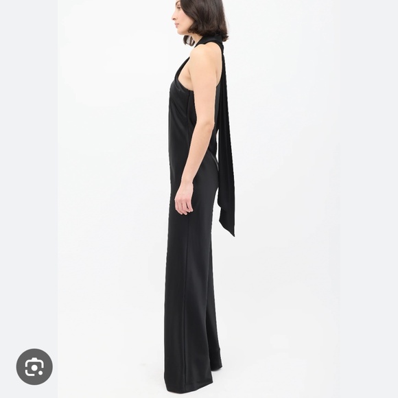 Galvan London ‘Pandora’ Black Satin Bias Cut Jumpsuit - Picture 2 of 5